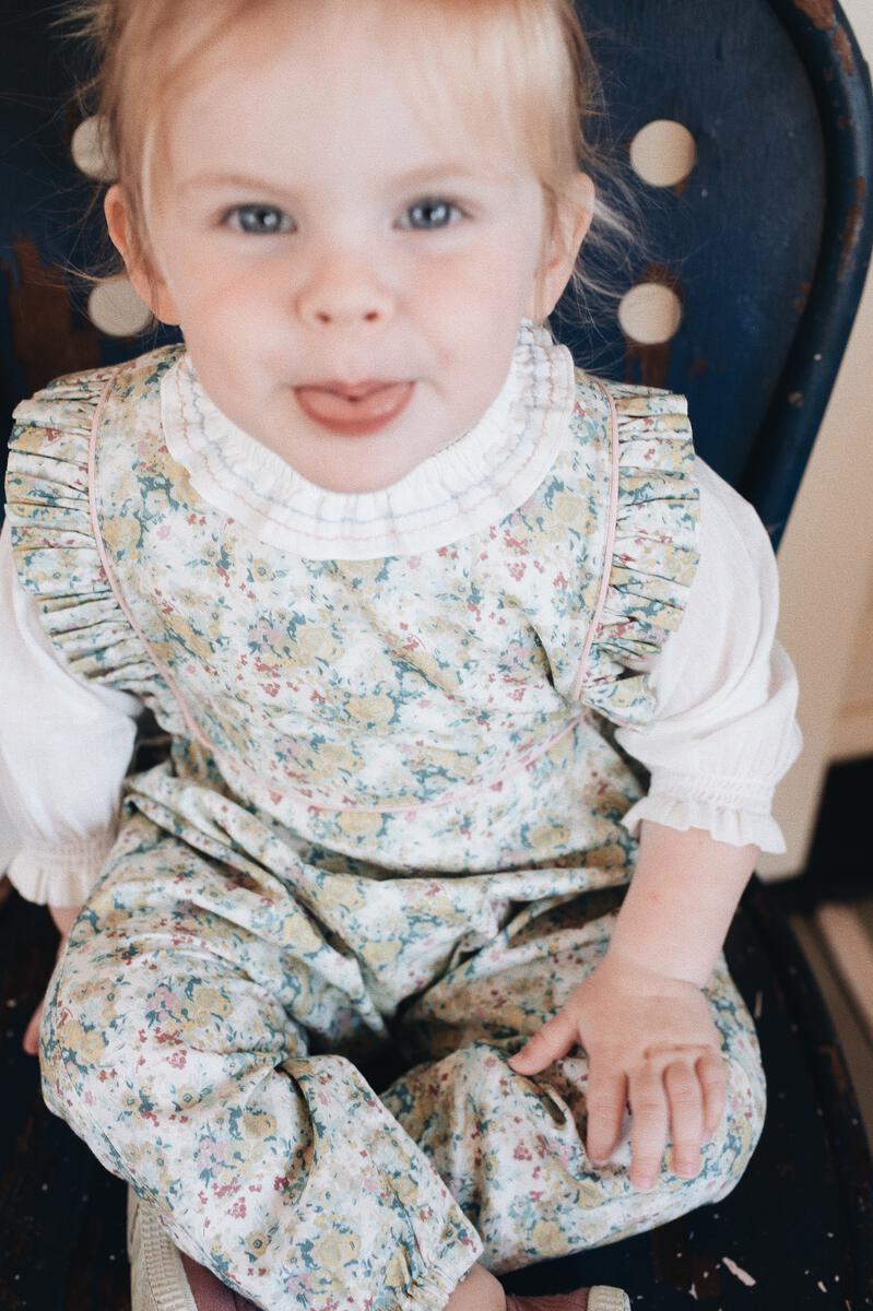 Baybala Essentials Bea Onesie Ivory with Pink and Blue