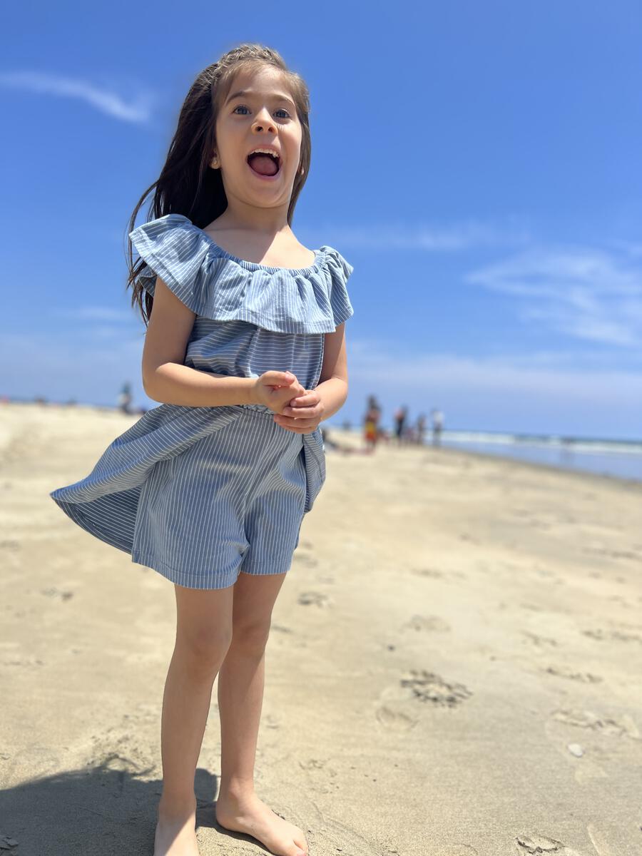 Vignette Dolly Romper - Blue Stripe