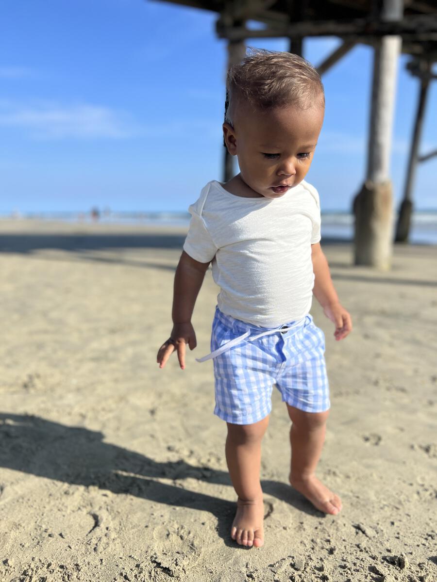Me & Henry Crew Shorts in Blue Plaid