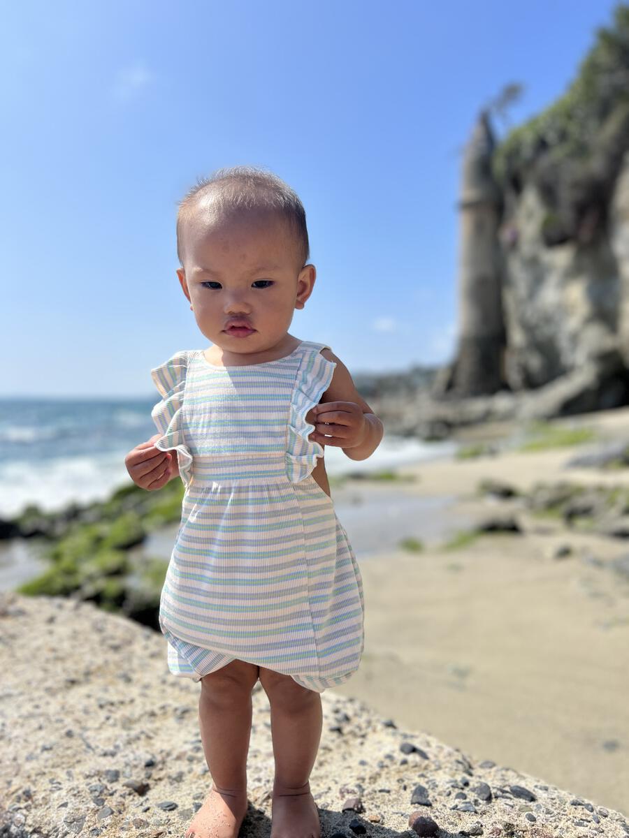 Vignette Kristin Shorty Romper - Cream Multi Stripe