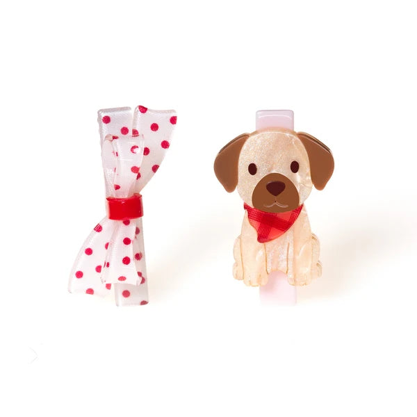 Lilies & Roses Cute Dog with Scarf Hair Clips