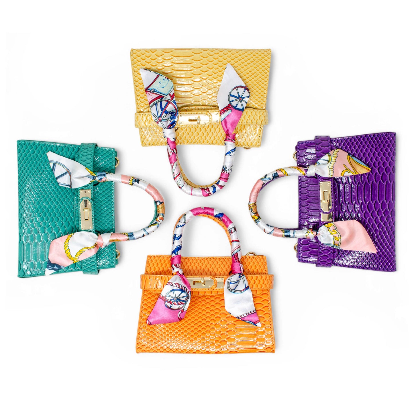 Tiny Treats and ZOMI GEMS - Vivid Crocodile Scarf Handbag: Green