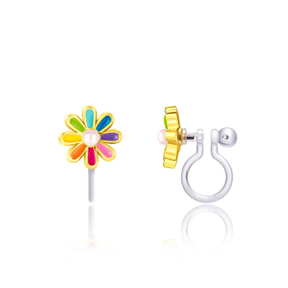 Girl Nation - CLIP ON Cutie Earrings | Rainbow Daisy