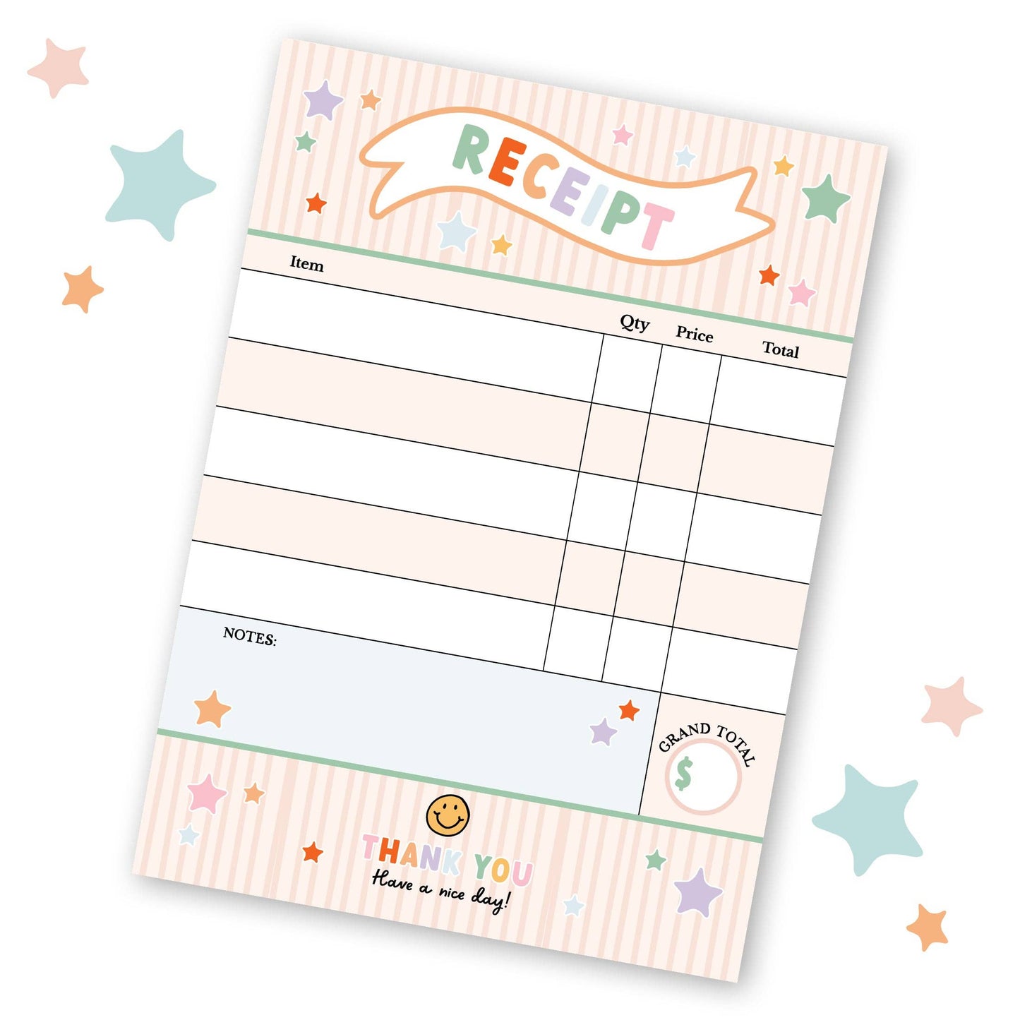MagicPlaybook - Pretend Play Receipt Notepad - 50 Pages for Kids' Role Play