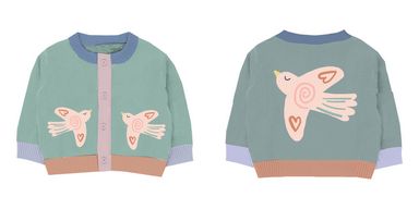 Stella McCartney Baby Girl Cardigan With Birds Patch Sage