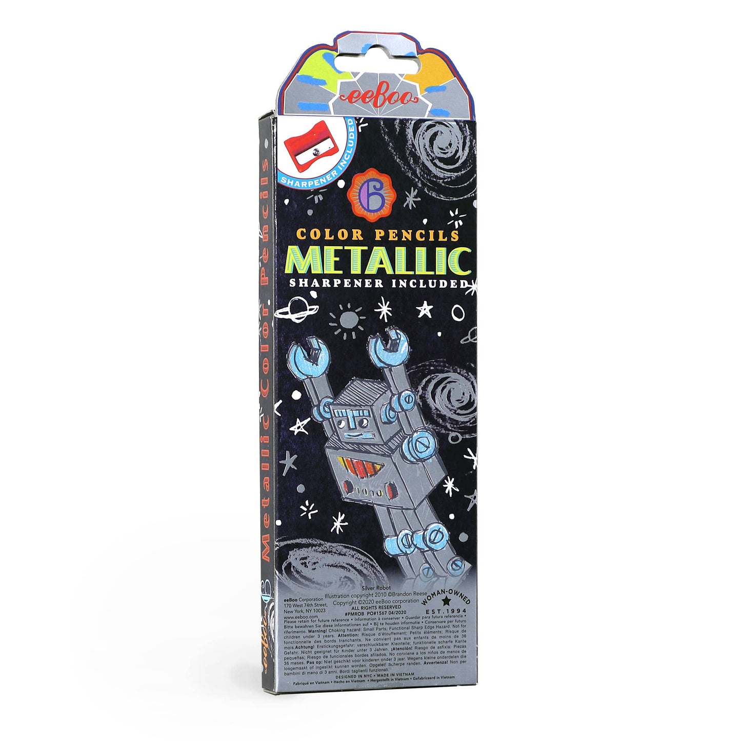 eeBoo - Silver Robot Metallic Pencils