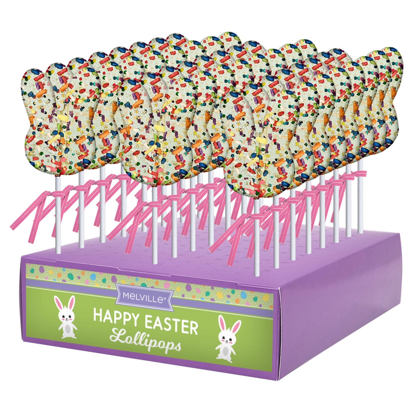 Grandpa Joe's Candy Shop - Melville Funfetti Bunny Face Hard Candy Lollipop