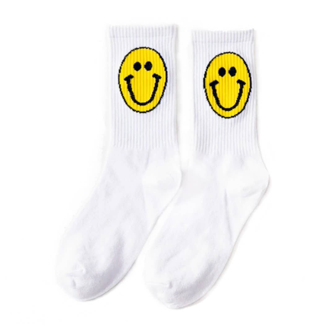 Malibu Sugar - Happy Face Socks - White