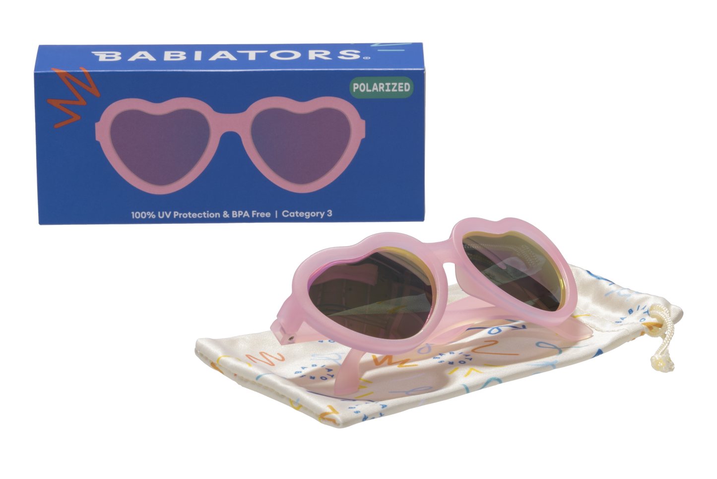 Babiators - Frosted Pink Polarized Heart Sunglasses with Mirrored Lens: Ages 0-2