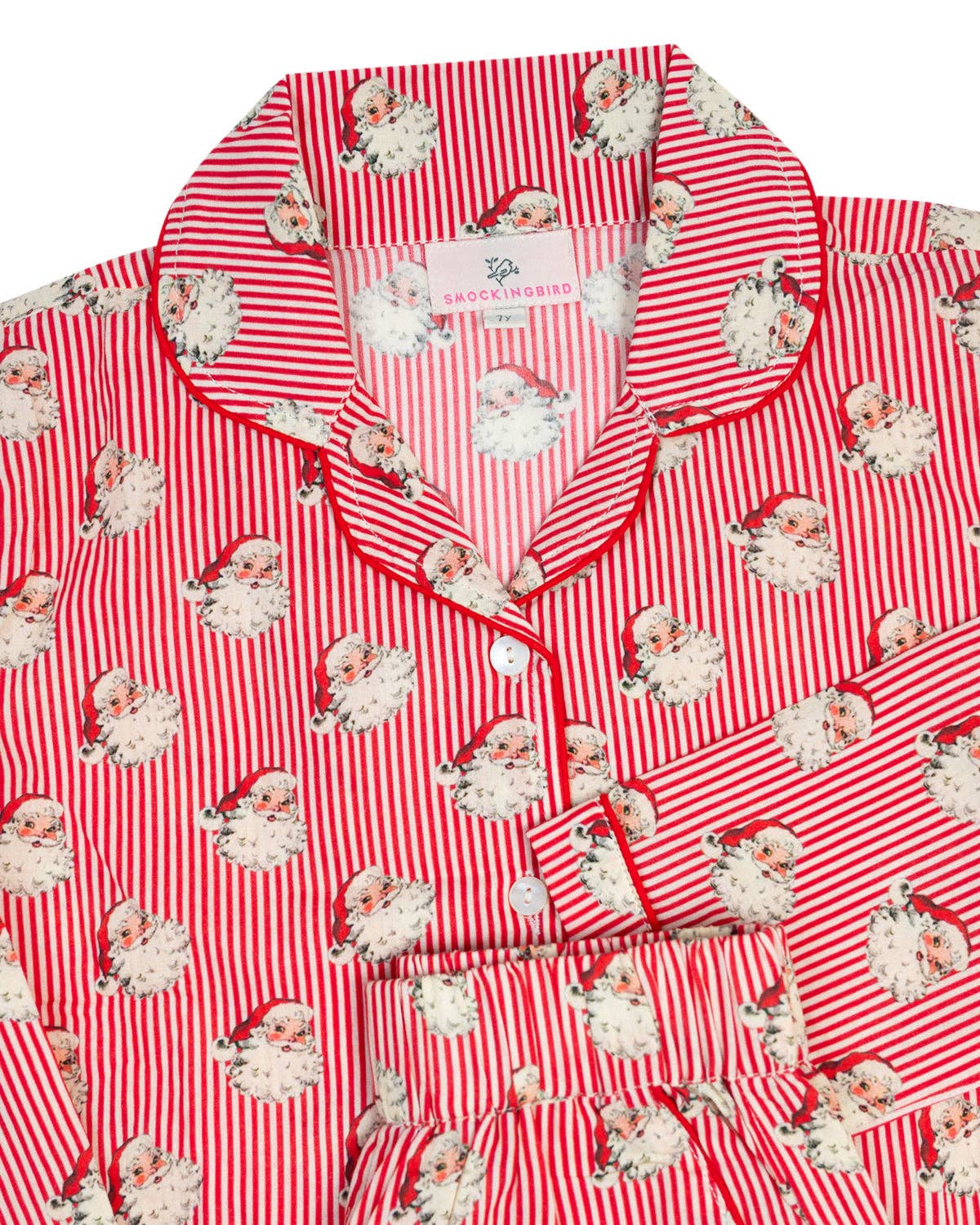 Smockingbird - Red Striped Vintage Santa Pajama Set