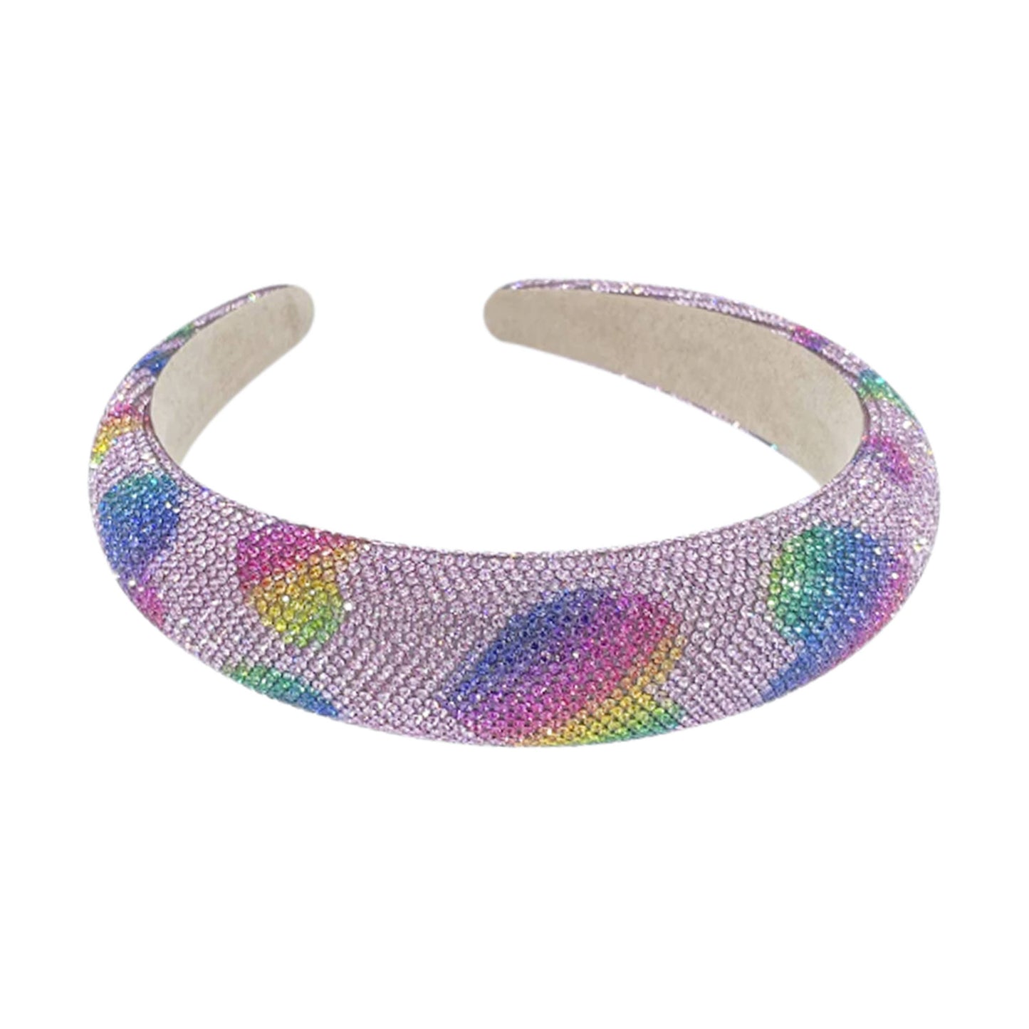 Malibu Sugar - Rhinestone Rainbow Heart Headband: White