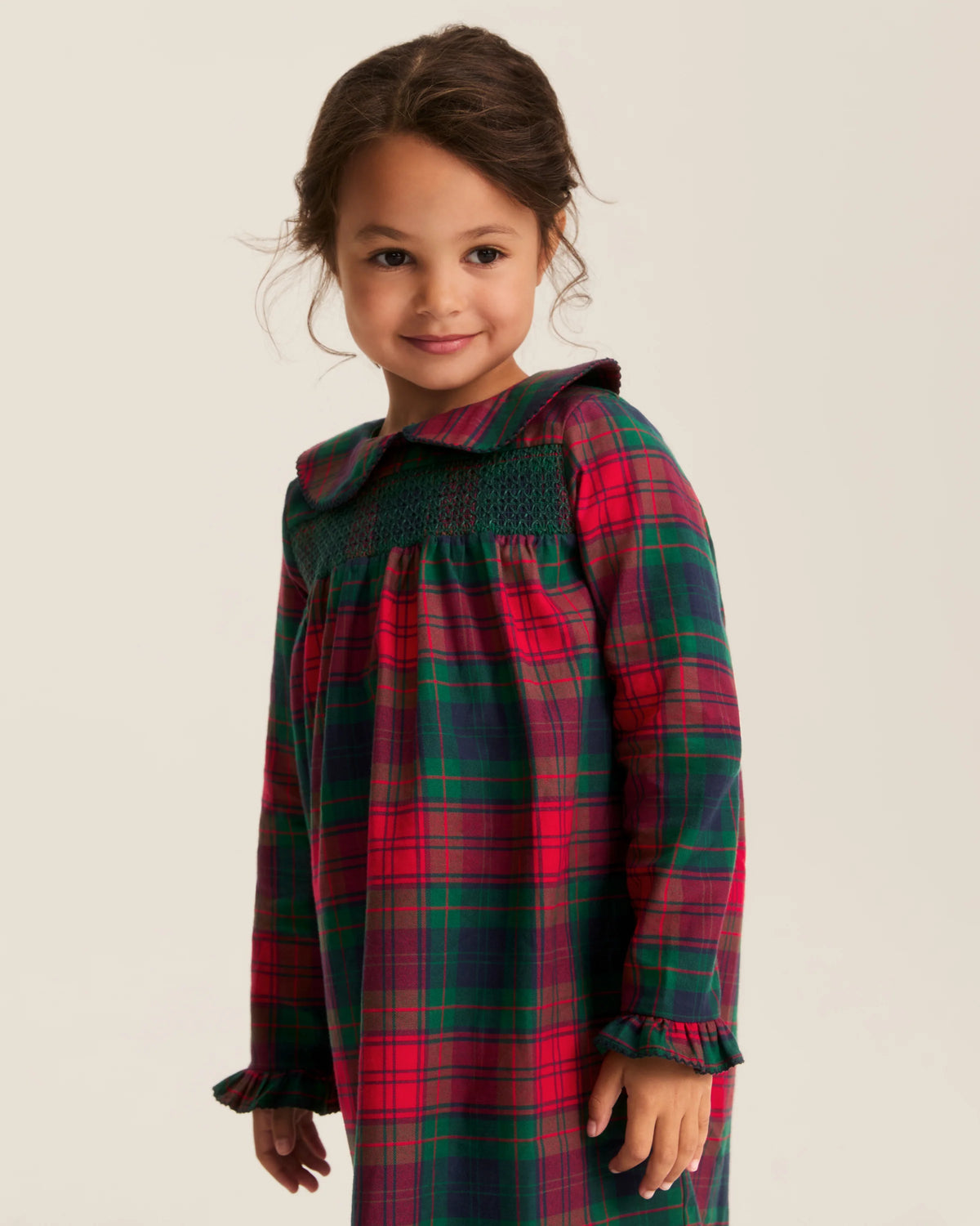 Petite Plume - Girl's Brushed Twill Eloise Nightgown in St. James Tartan
