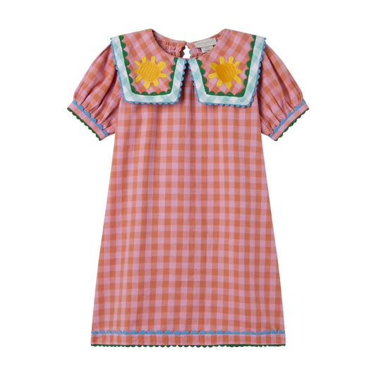 Stella McCartney Girl Short Sleeve Check Dress Pink