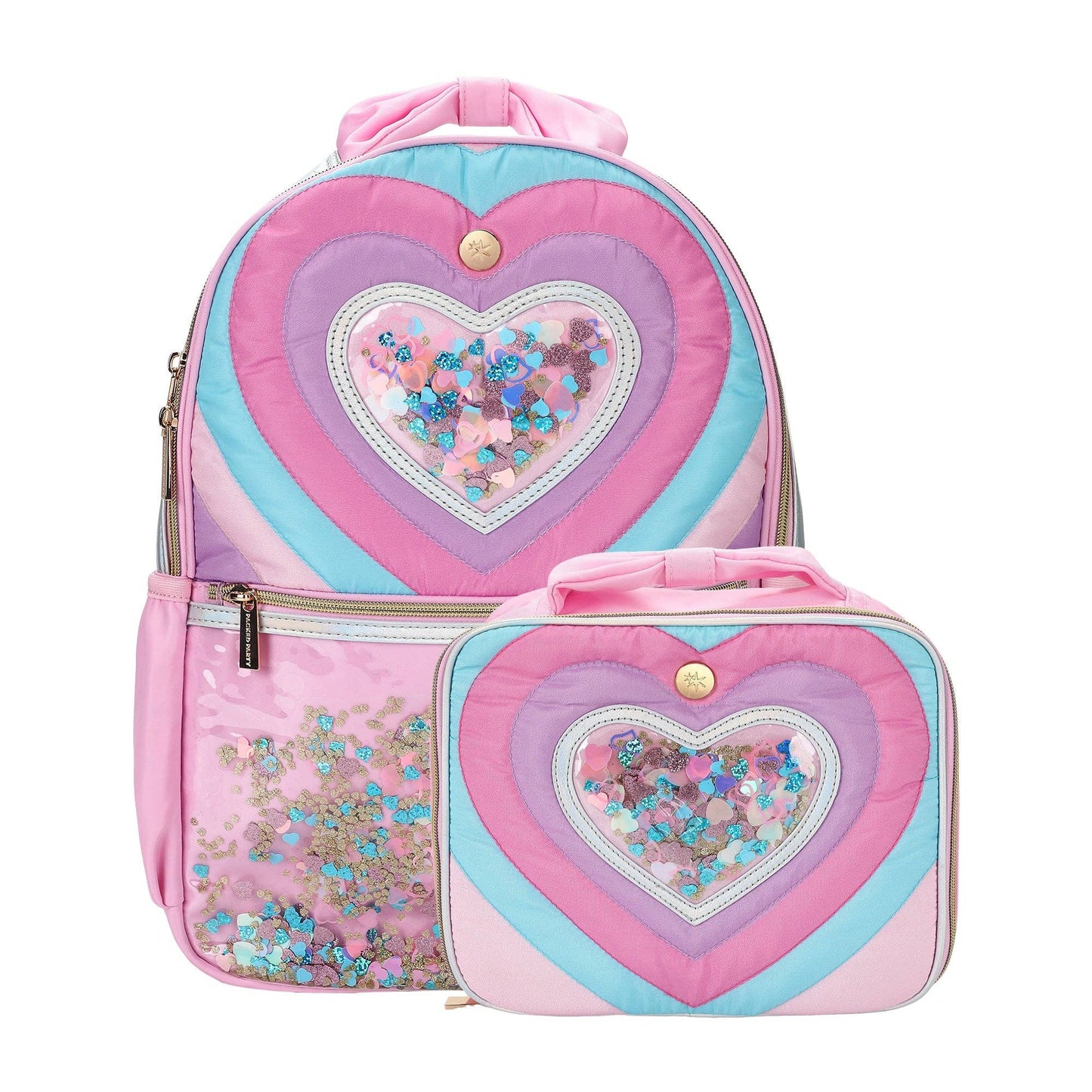 Packed Party - "Taylor" Quilted Confetti Hearts Insulated Lunchbox