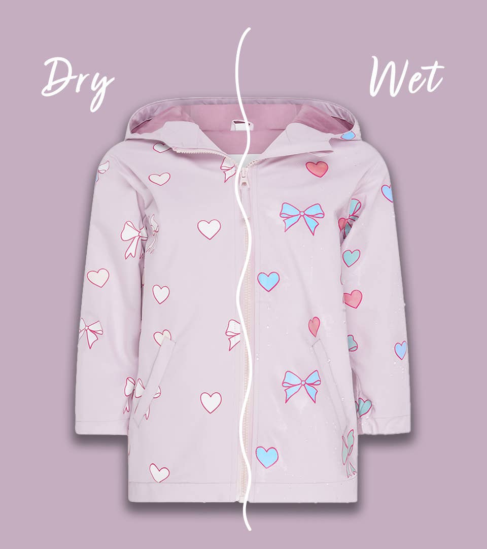 Holly and Beau - Hearts & Bows Color Changing Kids Raincoat