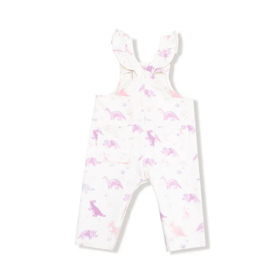 Angel Dear Front Placket Ruffle Overall Soft Dinos - Purple
