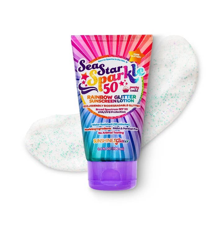 Sunshine & Glitter - Sea Star Sparkle Party Cake SPF 50 Glitter Sunscreen