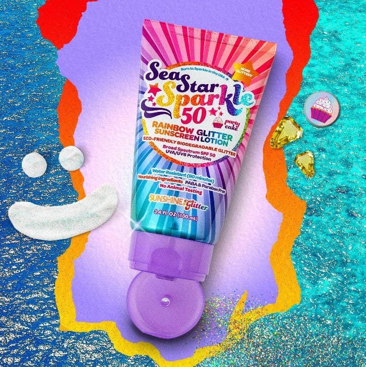 Sunshine & Glitter - Sea Star Sparkle Party Cake SPF 50 Glitter Sunscreen