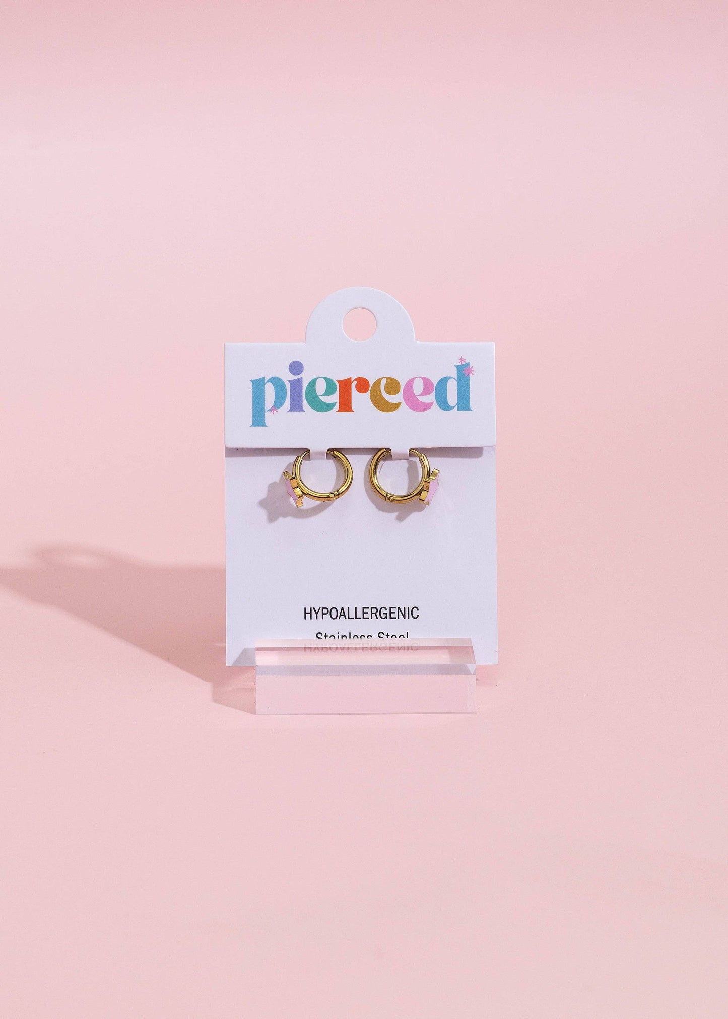 Pierced Co - Pink Star Huggie