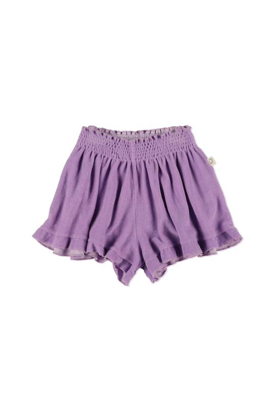 My Little Cozmo Louise Toweling Ruffle Shorts in Purple