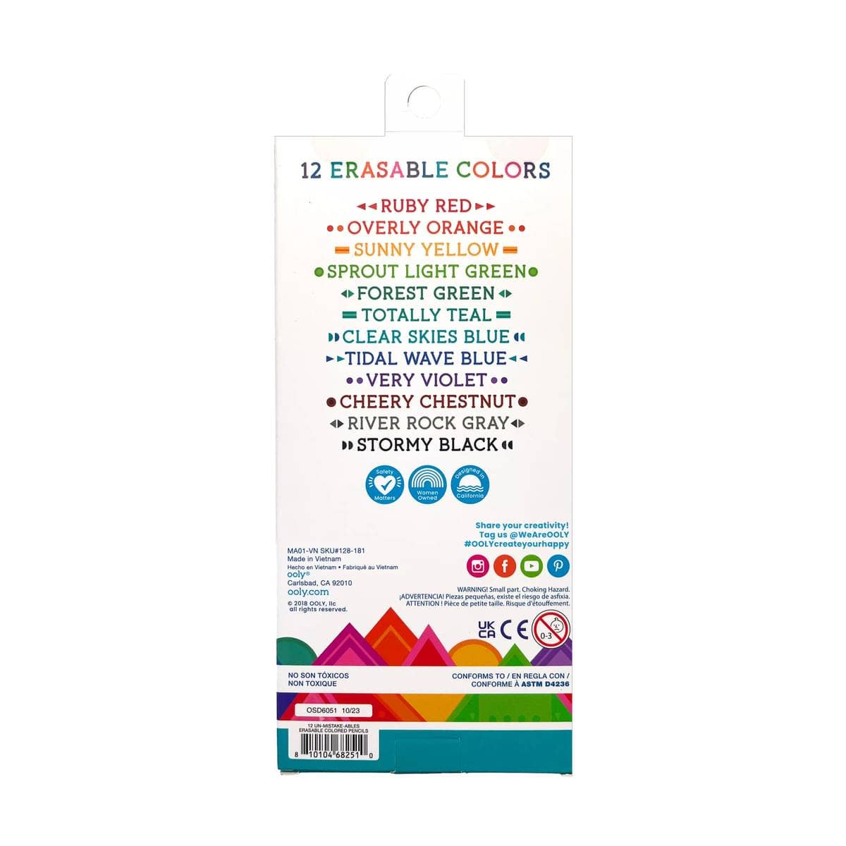 OOLY - Un-Mistake-Ables! Erasable Colored Pencils- (Set of 12)