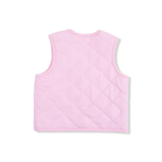 Angel Dear Quilted Vest with Heart Pocket Romance Rose