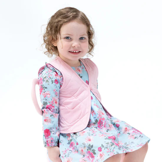Angel Dear Quilted Vest with Heart Pocket Romance Rose