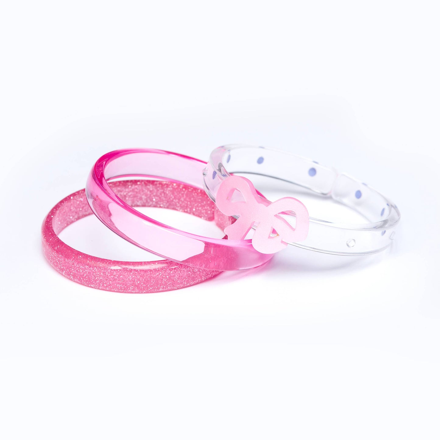 Lilies & Roses NY - Fancy Bow Satin Pink Bangles