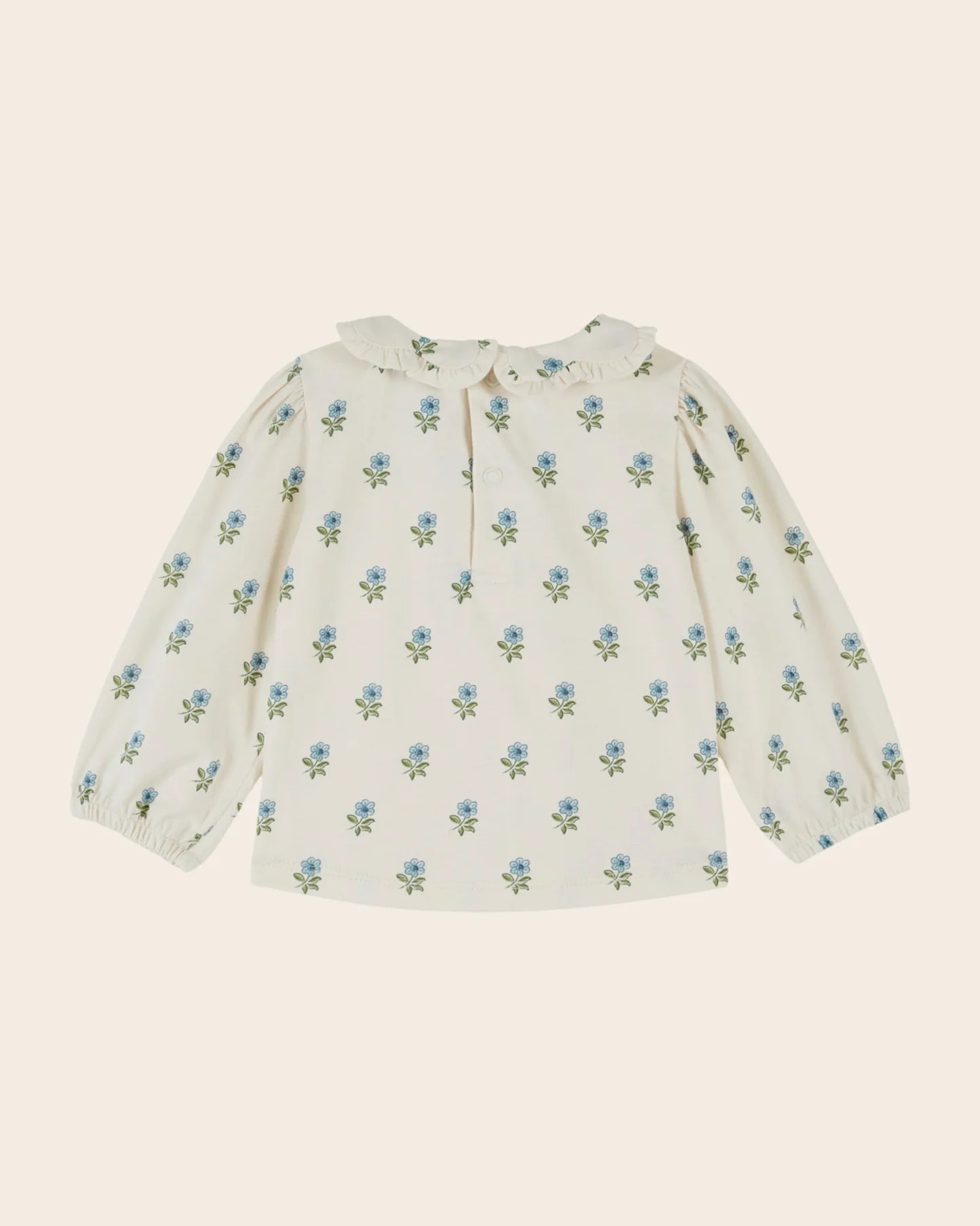 Emile & Ida Flower Collar Printed Jersey Blouse Scarlet