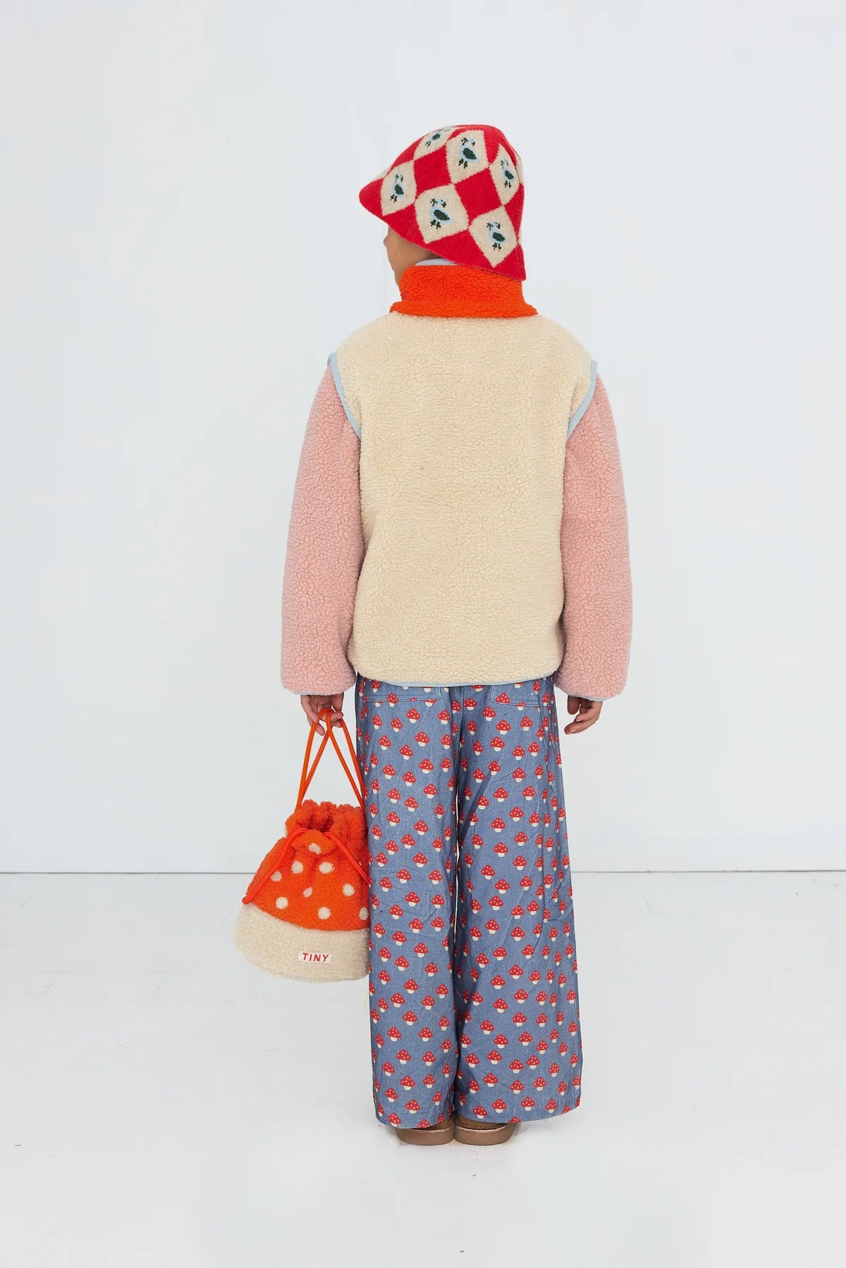 Tiny Cottons Color Block Sherpa Jacket Vanilla