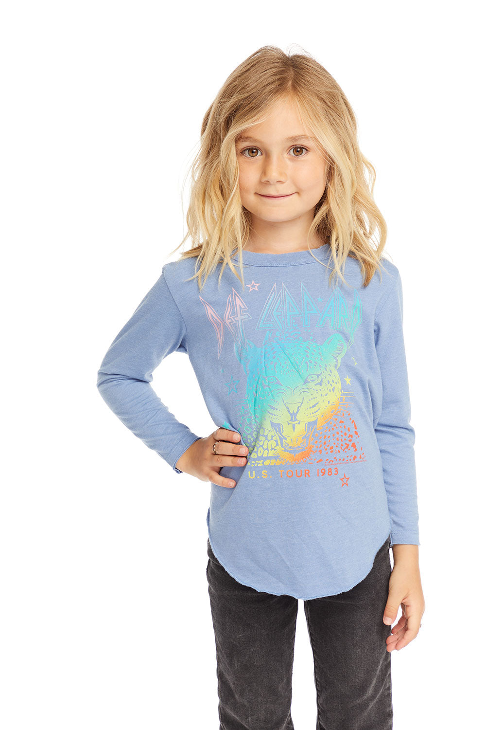 Chaser Long Sleeve Shirttail Tee Ebb Def Leppard U.S Tour - Blue