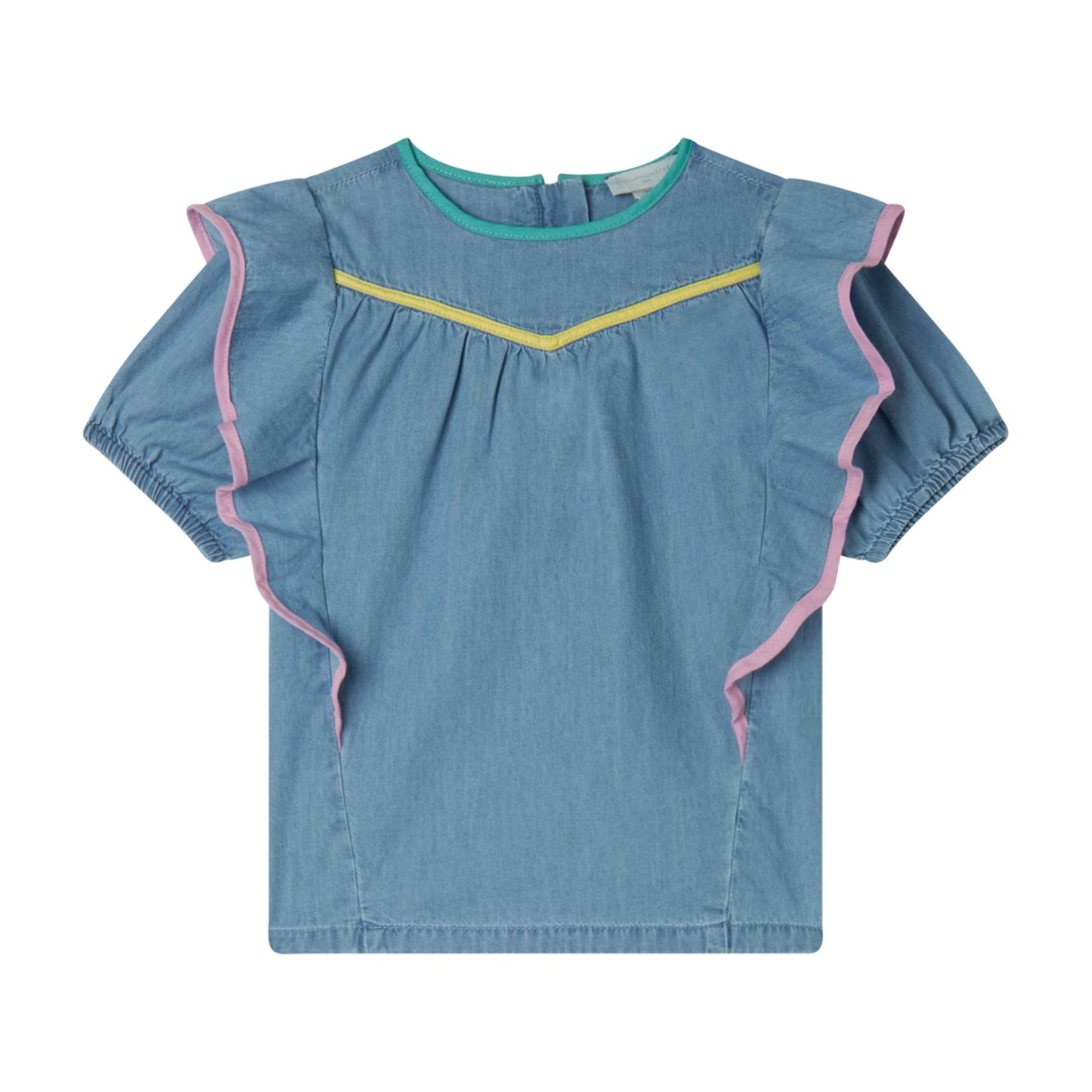 Stella McCartney Girl Short Sleeve Chambray Blouse Blue