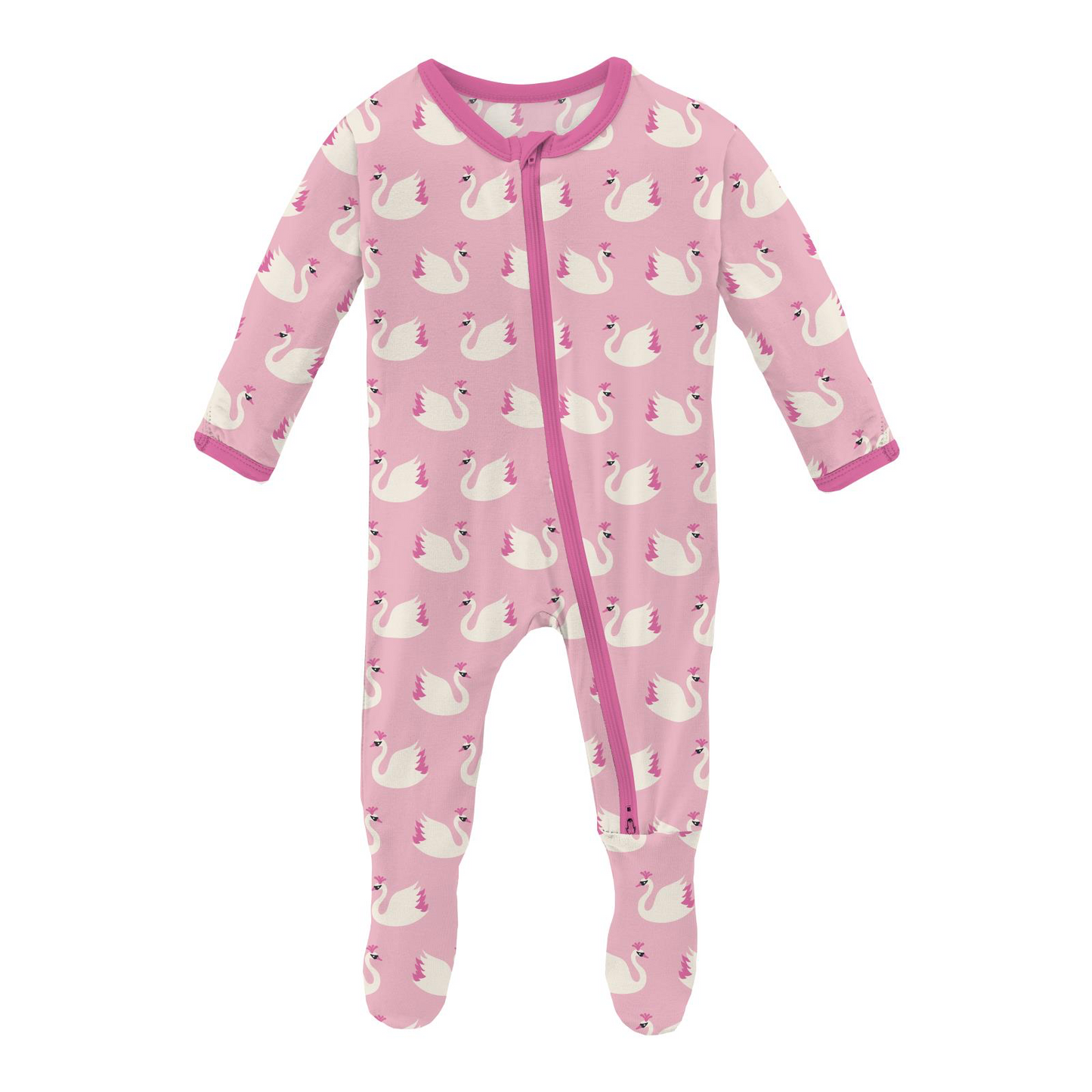 Kickee Pants Print Footie with 2 Way Zipper Cake Pop Swan Princess