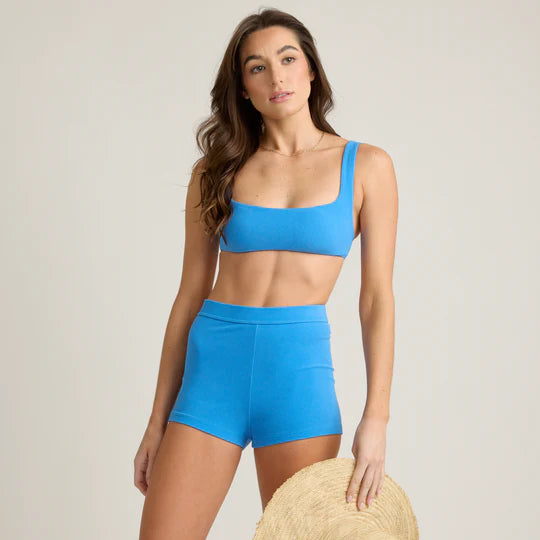Minnow Women’s Deep Sea Blue Terry Square Neck Bikini Top