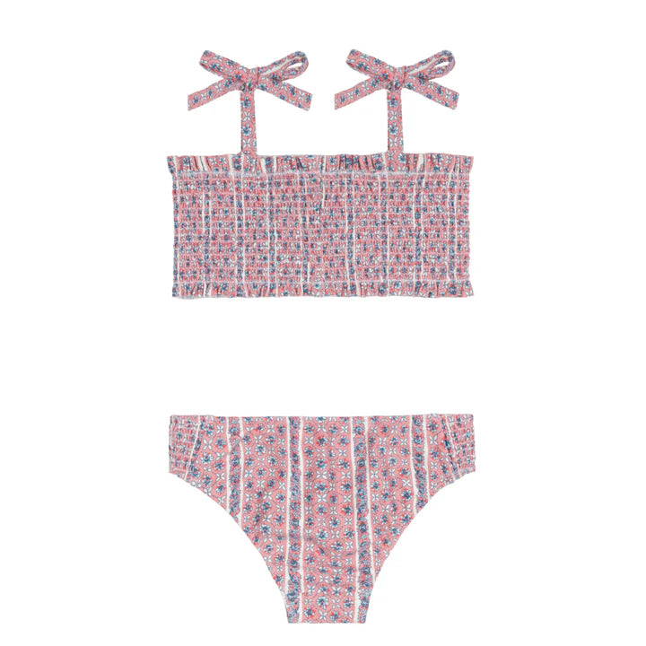 Minnow Girls Floral Tile Smocked Bikini