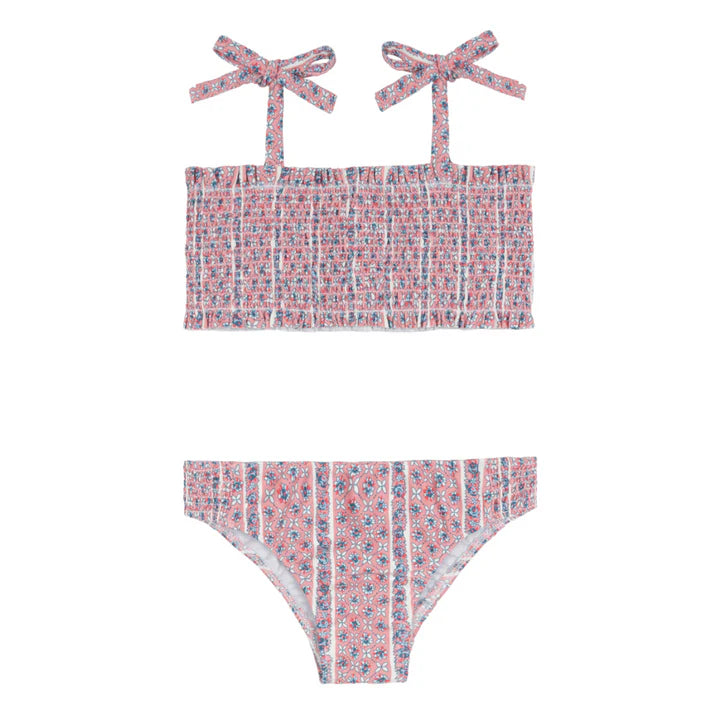 Minnow Girls Floral Tile Smocked Bikini