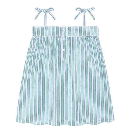 Minnow Girls Tamarin Stripe French Terry Tie-Strap Dress