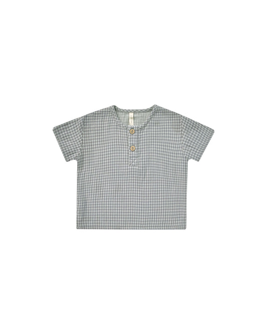 Quincy Mae Henry Top in Blue Gingham