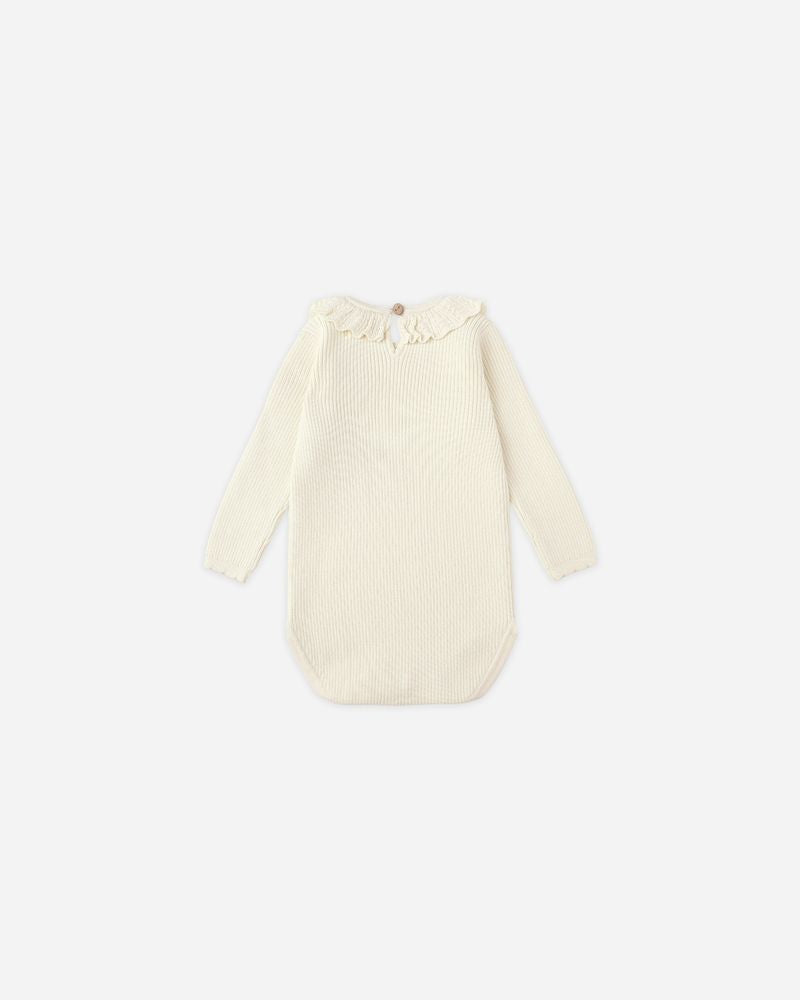 Rylee + Cru Ruffle Collar Bodysuit Natural