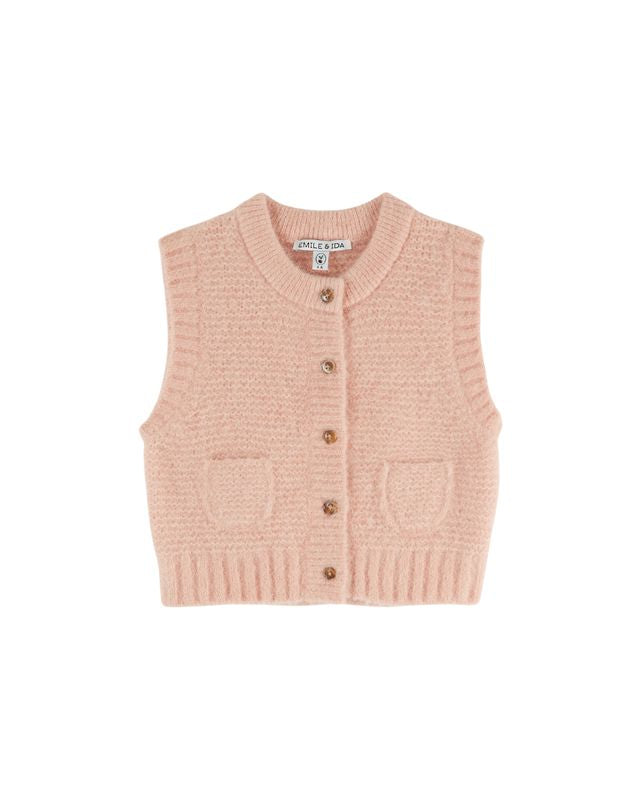 Emile & Ida Sleeveless Cardigan Rose Pastel