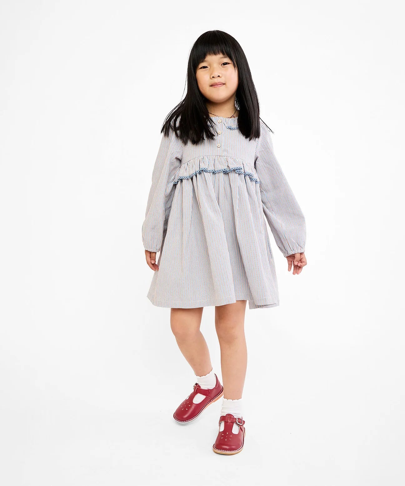 Oso & Me Hannah Dress - Indigo Linen Stripe