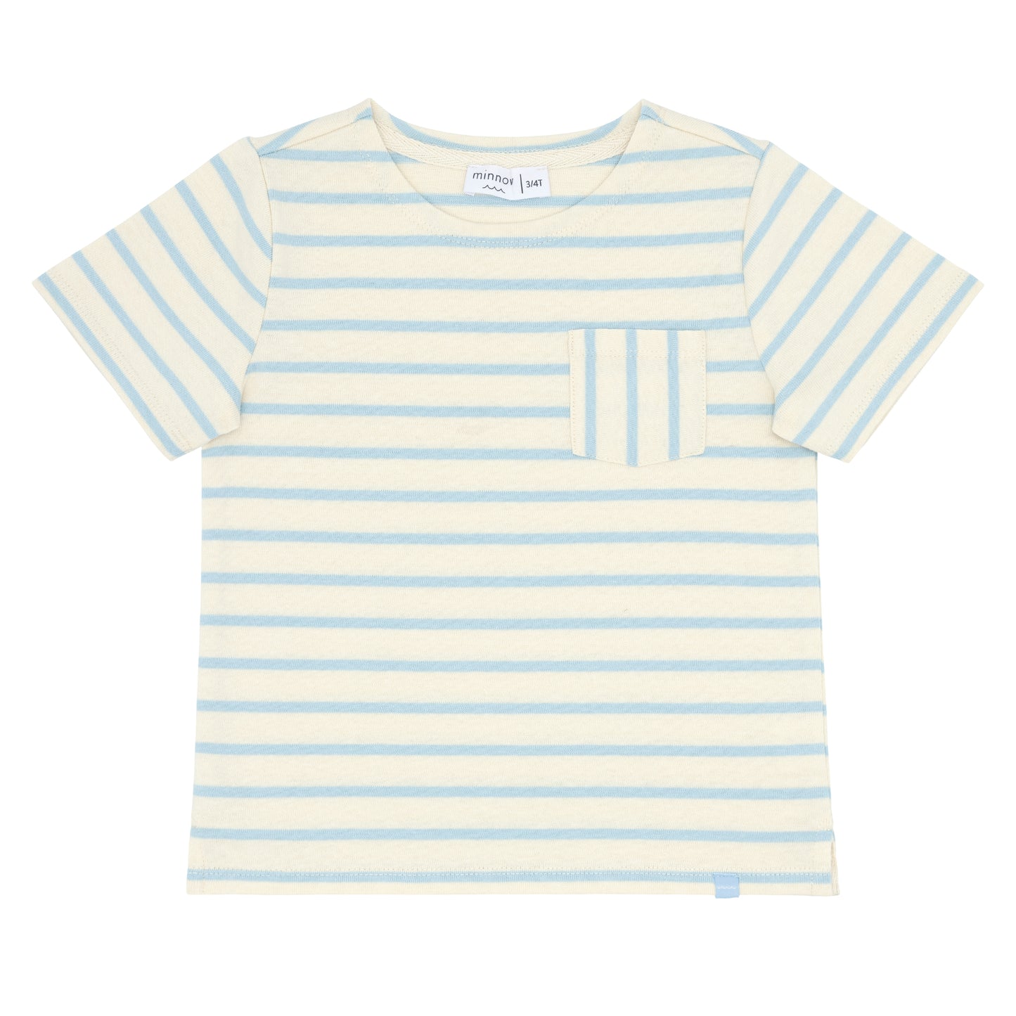 minnow unisex cream and powder blue stripe boatneck tee