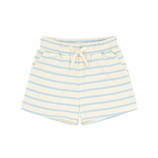 minnow unisex cream and powder blue stripe shorts