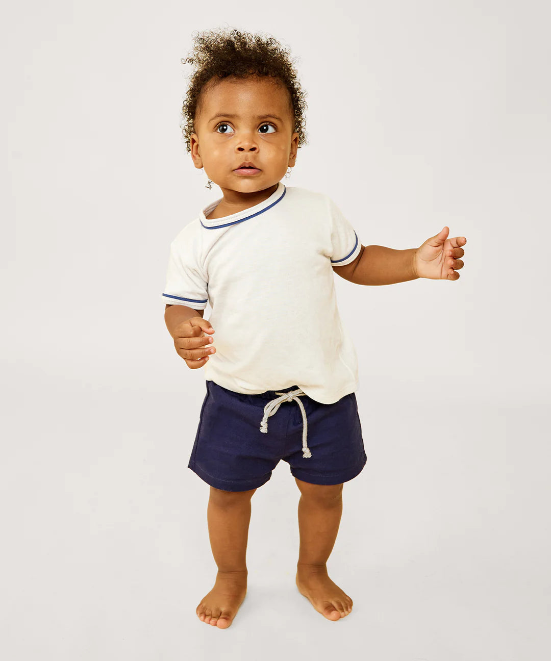 Oso & Me Willie Baby T-Shirt in Navy Piping
