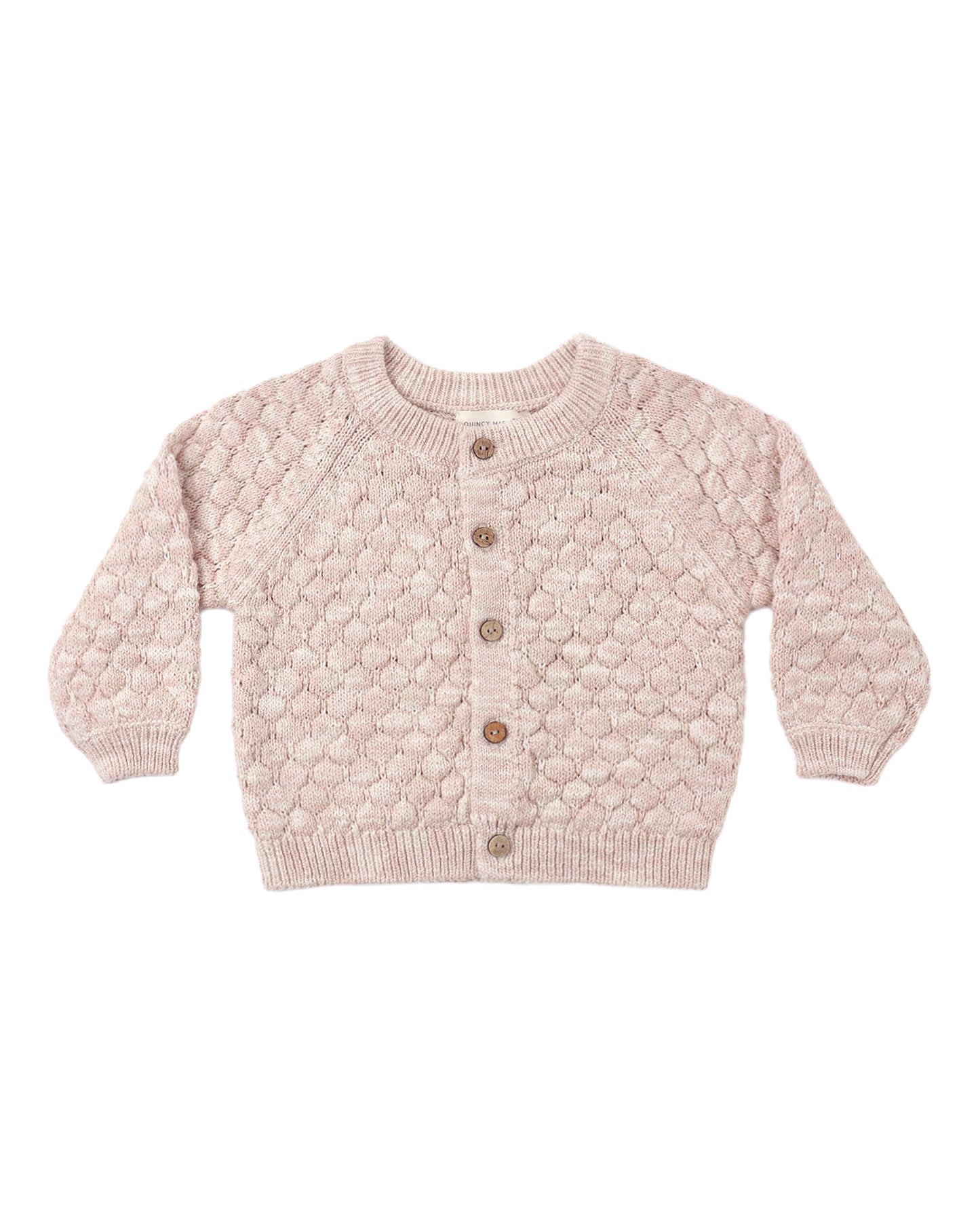 Quincy Mae Bubble Knit Cardigan Dusty Rose Speckle