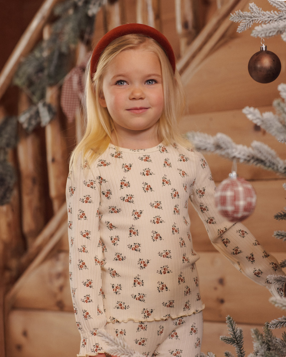 Rylee + Cru Ribbed Long Sleeve Top Ruby Bloom