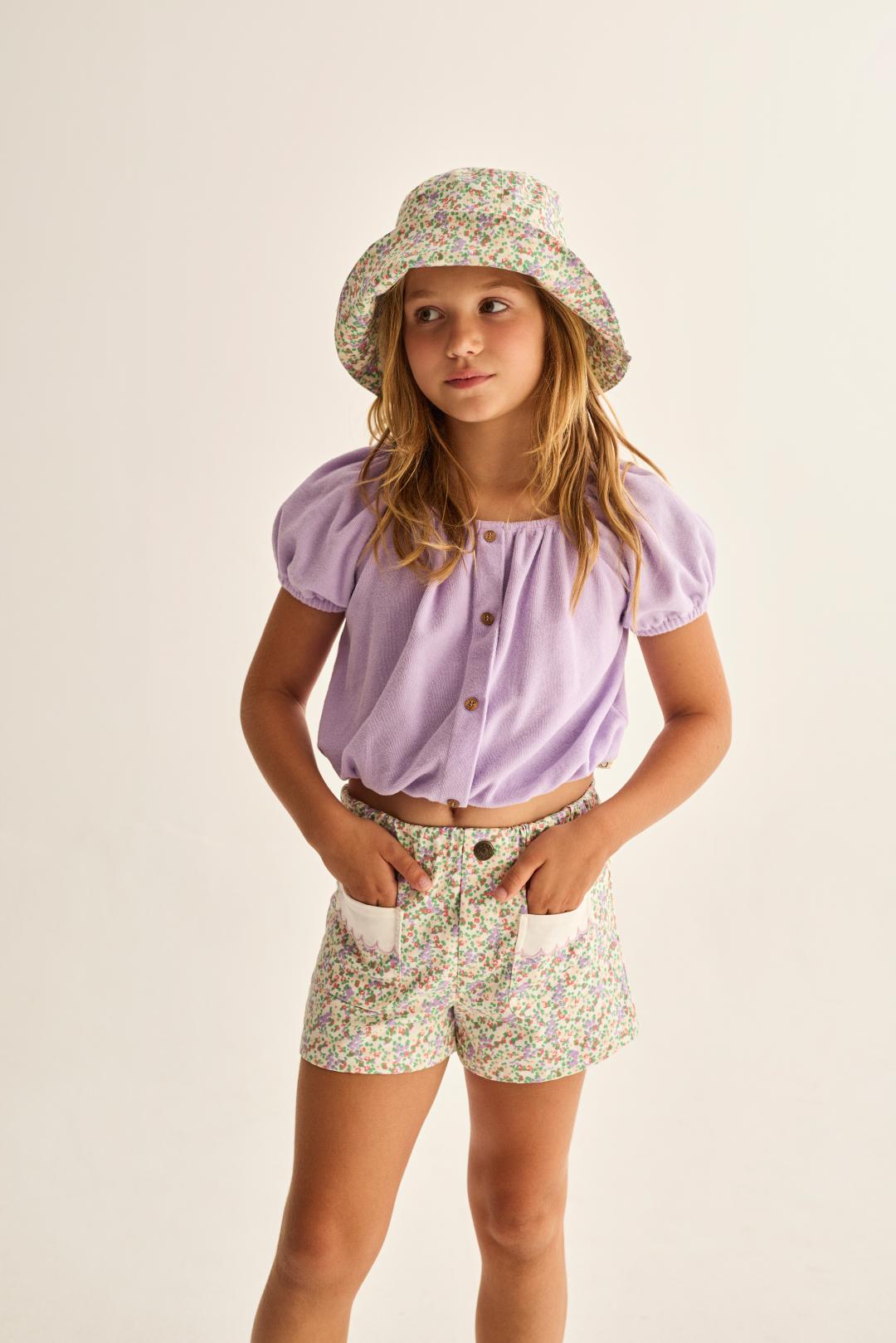 Cozmo Rose Floral Twill Cotton Shorts Multi