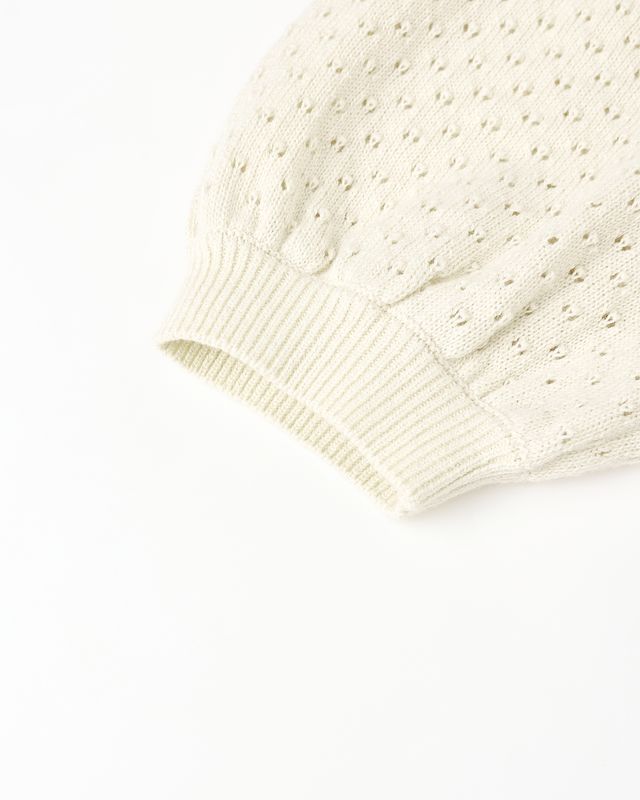 Rylee + Cru Pointelle Collared Top Natural