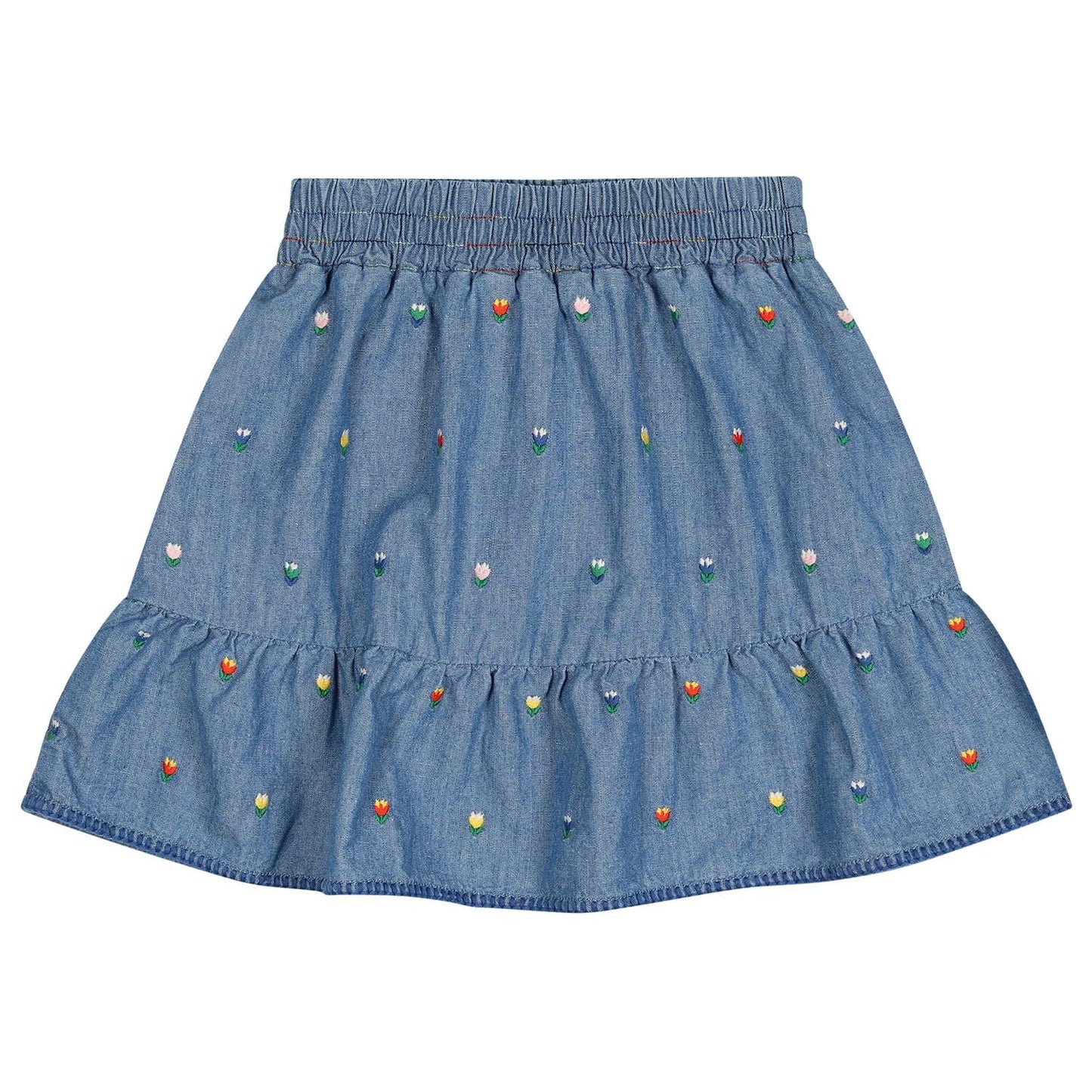 Stella McCartney Girl Chambray Skirt with Tulip Embroidery