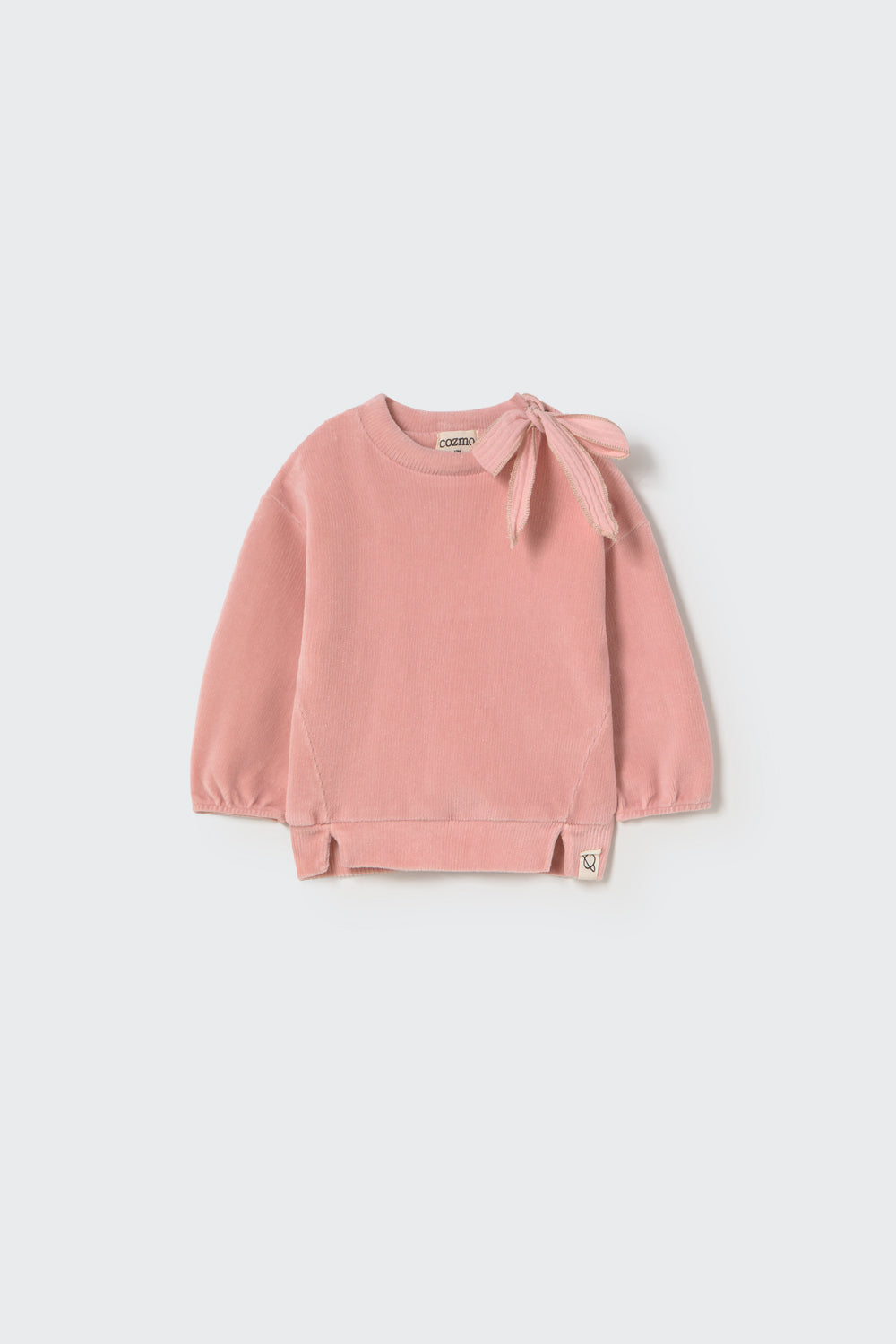 My Little Cozmo Corduroy Velour Knit Puffed Baby Sweatshirt Silver Pink